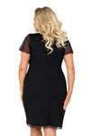 Cămașă de noapte damă , viscoză cu dantelă și tiul, neagru - IVANA PLUS SIZE