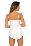 pijama satin Tiffani 1/2 ecru, top cu dantelă și pantaloni scurți