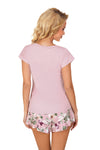 Pijama damă, viscoză, imprimeu floral, roz pal - NICOLA