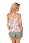 Pijama damă, viscoză, imprimeu floral, roz-olive - NICOLA 1/2