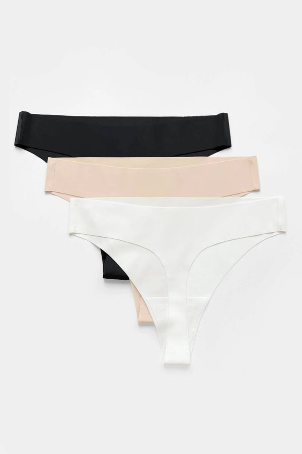 GORTEKS-IMP Blanca seamless thong with lace back triple pack