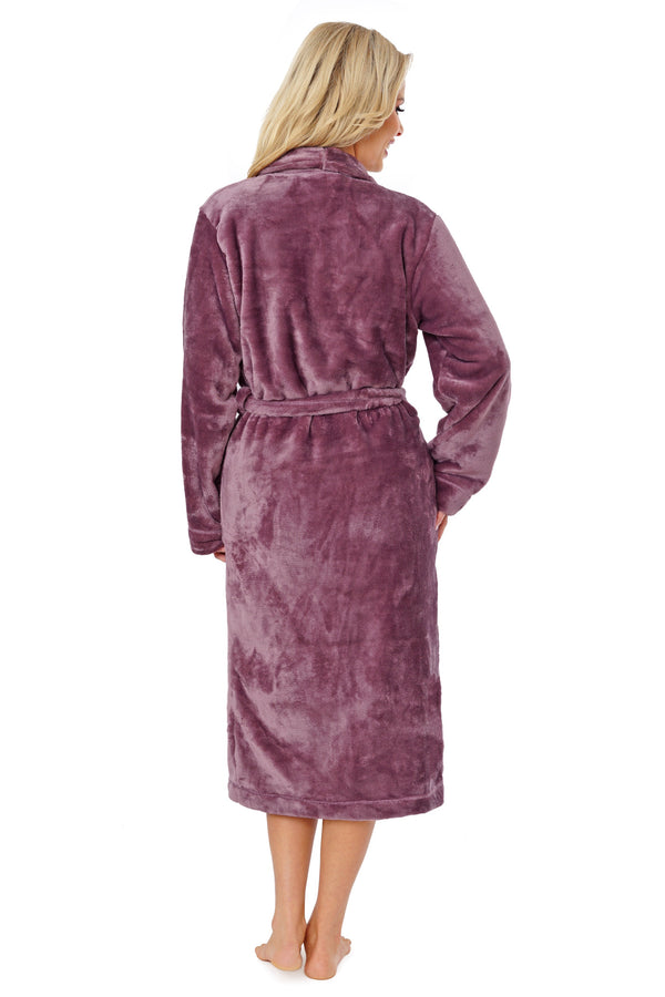 Halat damă pufos și lung, soft fleece gros, mov prune – DONNA 103