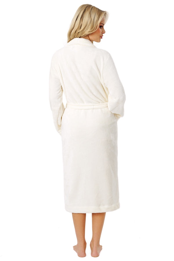 Halat damă pufos, călduros, material soft gros, ecru - DONNA 103