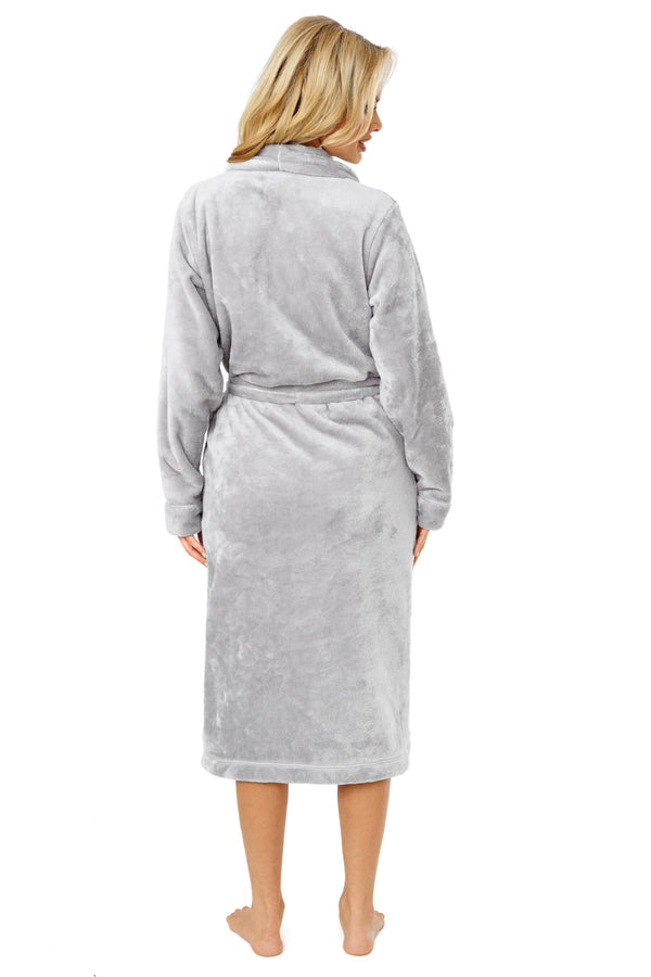 Halat damă pufos și lung, soft fleece gros, gri - DONNA 103