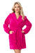 Ciepły szlafrok damski z kapturem - 101 fuksja