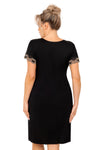 Cămașă de noapte, vâscoză, dantelă, negru - HANA Plus Size