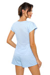 Pijama damă, bumbac, albastră, pantaloni scurți - SKY SHORT