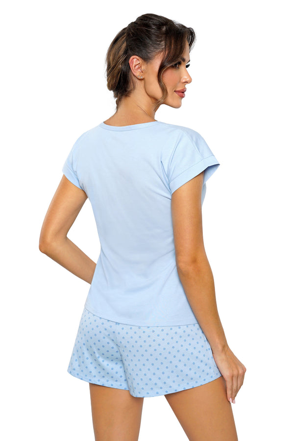 Pijama damă, bumbac, albastră, pantaloni scurți - SKY SHORT