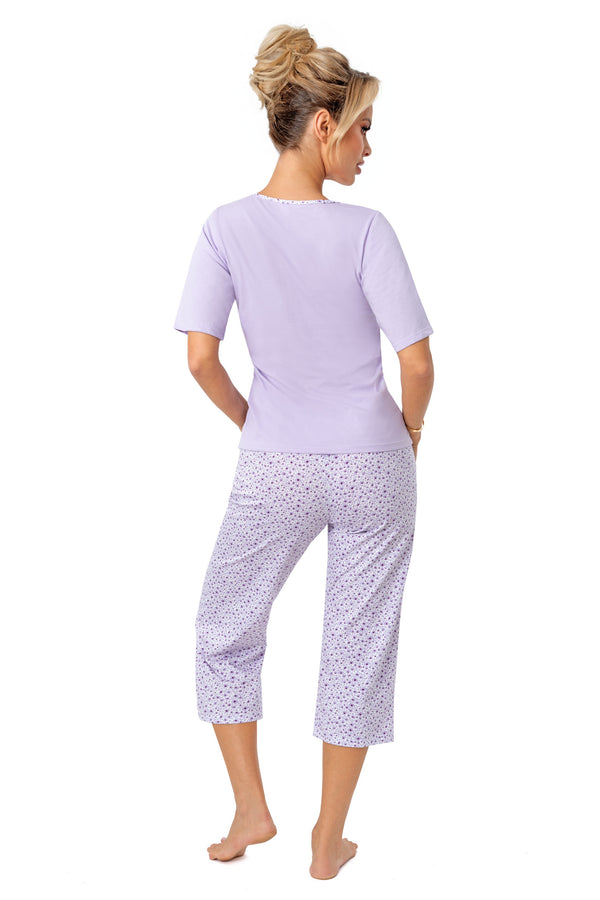 Pijama damă, bumbac, mâneci scurte, pantaloni 3/4, floral - FIORELLA 3/4