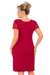 Cămașă de noapte plus size din viscoză „Livia”, culoare bordo, cu dantelă