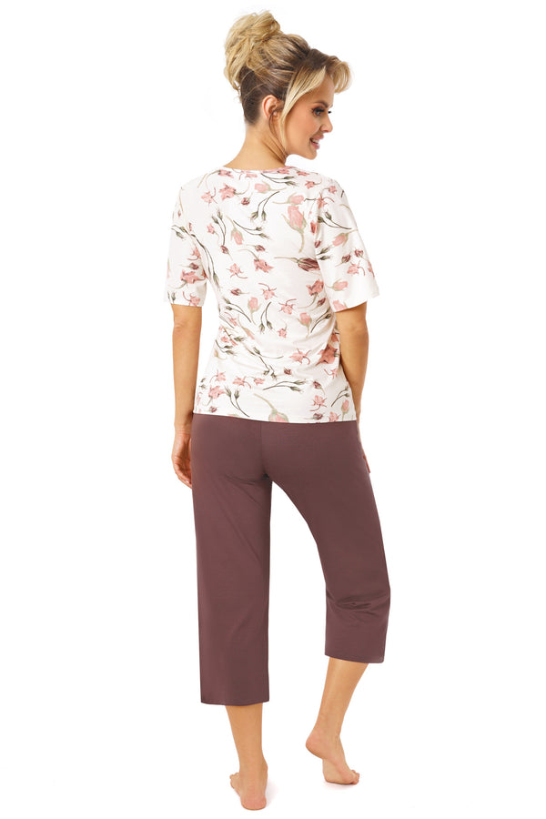 Pijama damă, viscoză, pantaloni 3/4, florală - AMARIS 3/4