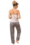 Pijama damă, satin, pantaloni lungi, bej - SHEILA LONG