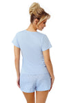 Pijama damă, bumbac, pantaloni scurți, imprimeu, bleu - STAR