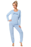 aaa Pijama damă, bumbac, pantaloni lungi, imprimeu, bleu - STAR Long