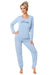 aaa Pijama damă, bumbac, pantaloni lungi, imprimeu, bleu - STAR Long