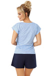 Pijama damă, bumbac, imprimeu stele, bleumarin - STAR SHORT