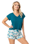 Pijama damă, viscoză, set 2 piese, pantaloni scurți cu imprimeu floral - IRMINA