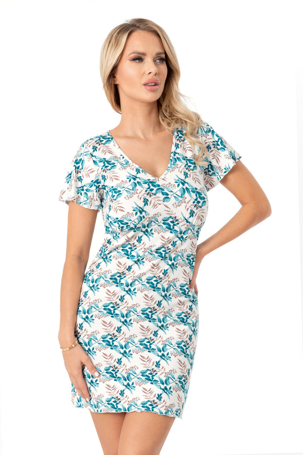 Cămașă de noapte damă, viscoză premium, imprimeu floral, croială lejeră - IRMINA