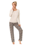 Pijama damă, viscoză moale, imprimeu leopard - OMARI LONG