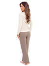 Pijama damă, set 2 piese, viscoză, dantelă fină, bej cappuccino - DAPHNE LONG