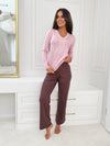 Pijama damă, set 2 piese, viscoză, dantelă delicată, decolteu în V - DAPHNE LONG