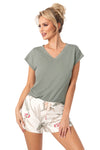 Pijama damă, viscoză, pantaloni scurți verde-oliv – Michelle Short