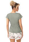 Pijama damă, viscoză, pantaloni scurți verde-oliv – Michelle Short