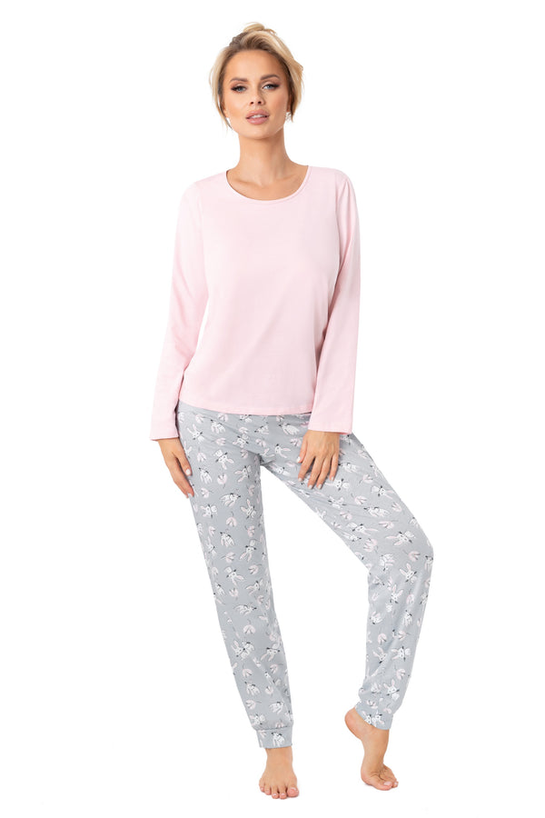 Pijama damă, bumbac 100%, pantaloni lungi imprimeu iepurași – BUNNY long
