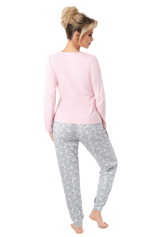 Pijama damă, bumbac 100%, pantaloni lungi imprimeu iepurași – BUNNY long
