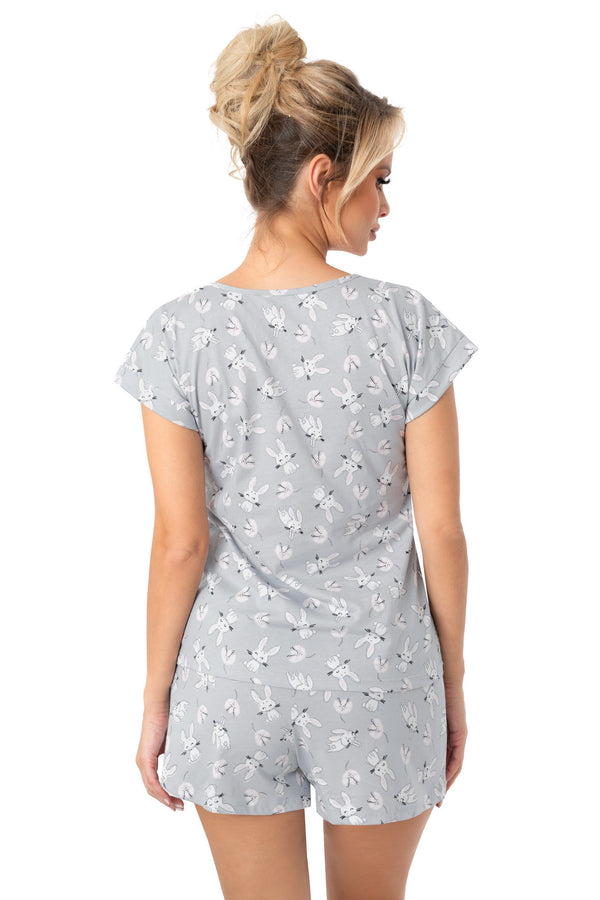 Pijama damă, bumbac, imprimeu integral iepurași – BUNNY short