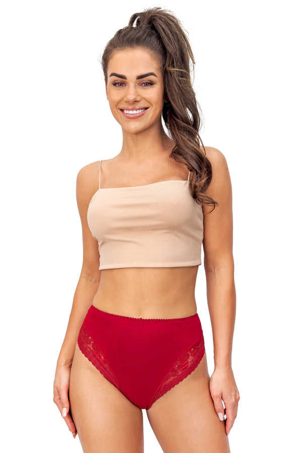 Chilot damă, viscoză cu dantelă, talie înaltă, bordo - ADRIANA 235