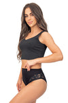 Chilot damă, viscoză cu dantelă, talie înaltă, negru - ADRIANA 235