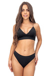 Chilot damă brazilieni, bumbac fin, dantelă senzuală, negru - RIVIERA 220