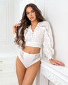 Chilot damă, viscoză, talie înaltă, dantelă laterală, alb – CLARIS 213