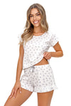 Pijama damă, bumbac, imprimeu cu inimioare - LOVE Short