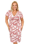 Cămașă de noapte damă plus size TINA din vâscoză cu dantelă — coral