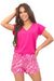 Pijama damă, bumbac, pantaloni scurți, fucsia - ZEBRA Short