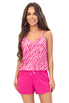 Pijama damă, bumbac, bretele subțiri, fucsia - ZEBRA Top