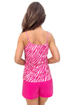 Pijama damă, bumbac, bretele subțiri, fucsia - ZEBRA Top