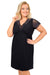 Cămașă de noapte damă plus size din viscoză cu dantelă, model SONIA, culoare neagră