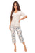 Pijama damă din viscoză, cu pantaloni 3/4, cu imprimeu floral, model GOYA