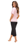 Pijama damă din viscoză, cu pantaloni 3/4, cu buline, model PATI