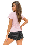 Pijama damă din viscoză, cu pantaloni scurți, cu buline, model PATI