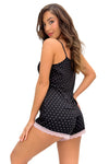 Pijama damă din viscoză, cu pantaloni scurți, cu buline, model PATI