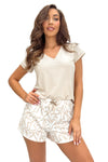 Pijama damă, bumbac, set 2 piese, bej - ADORE
