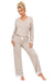 Pijama damă din viscoză cu pantaloni lungi și dantelă – SIMPLY long bej