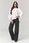 Cămașă damă oversize, bumbac lejer cu mâneci bufante, albă – C24 Andrada