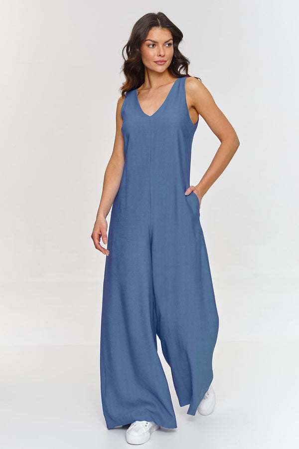Elegancki kombinezon z dekoltem w serek blue jeans M882