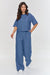 Elegancki komplet z szerokimi spodniami blue jeans M881