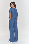 Elegancki komplet z szerokimi spodniami blue jeans M881